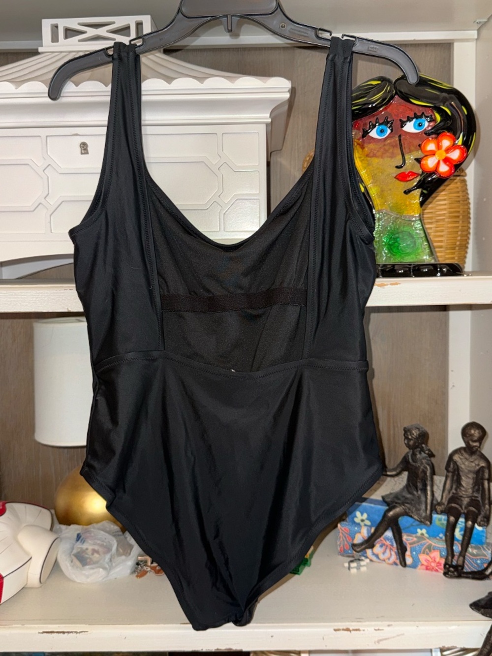 Madewell Large L black one piece swimsuit second wave square neck tank - Picture 5 of 5